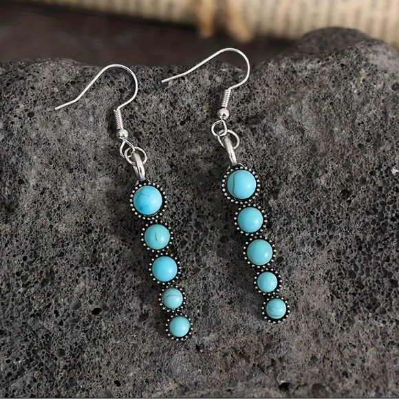 Drop Turquoise Earrings Dangle western earrings BOHO turquoise jewelry trendy - Picture 5 of 6